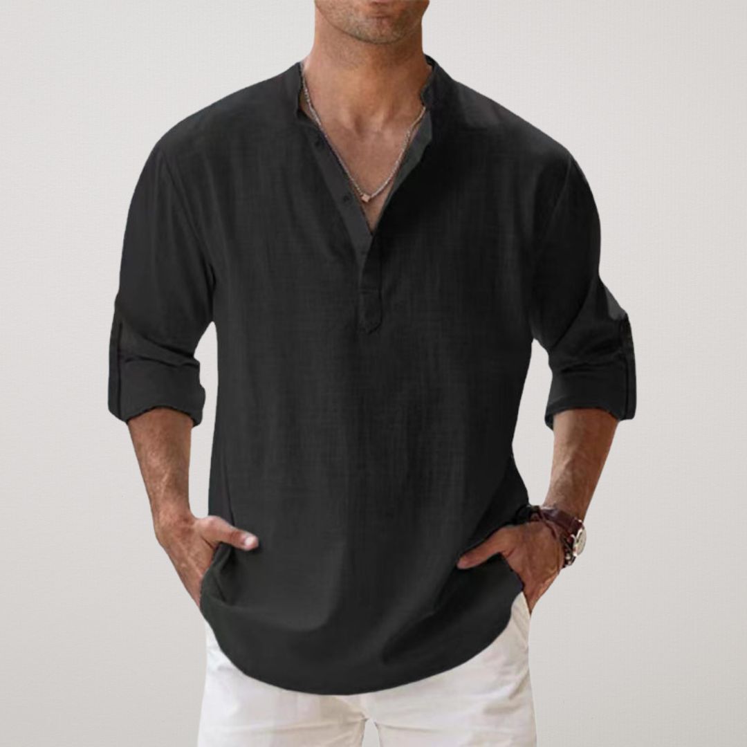Ana&Josรฉ | Camisa Henley de algodรณn con efecto lino