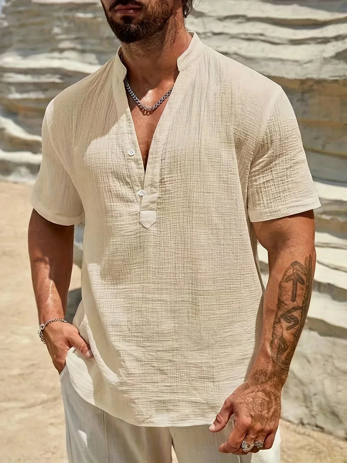 Ana&Josรฉ | Camisa de verano elegante con cuello alto