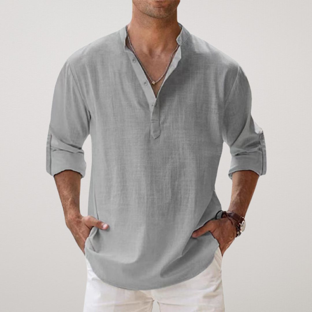 Ana&Josรฉ | Camisa Henley de algodรณn con efecto lino