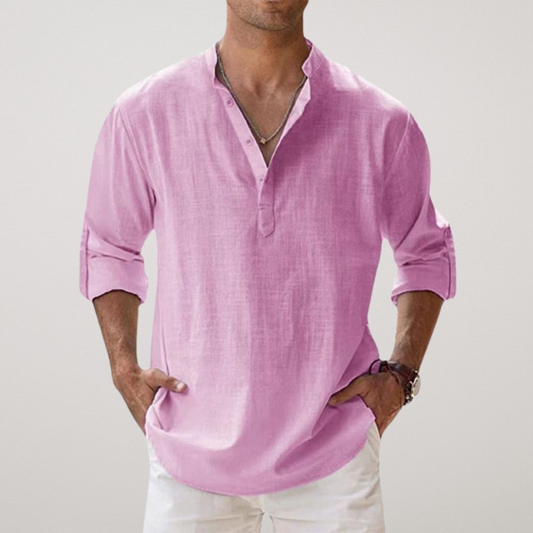 Ana&Josรฉ | Camisa Henley de algodรณn con efecto lino