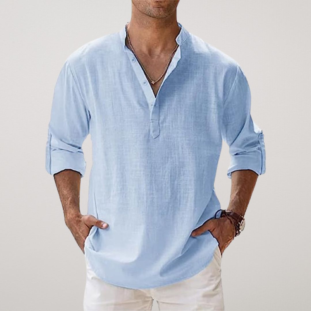 Ana&José | Camisa Henley de algodón con efecto lino
