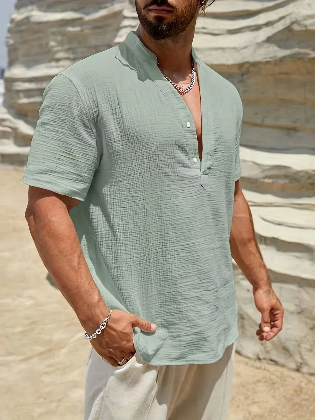 Ana&Josรฉ | Camisa de verano elegante con cuello alto