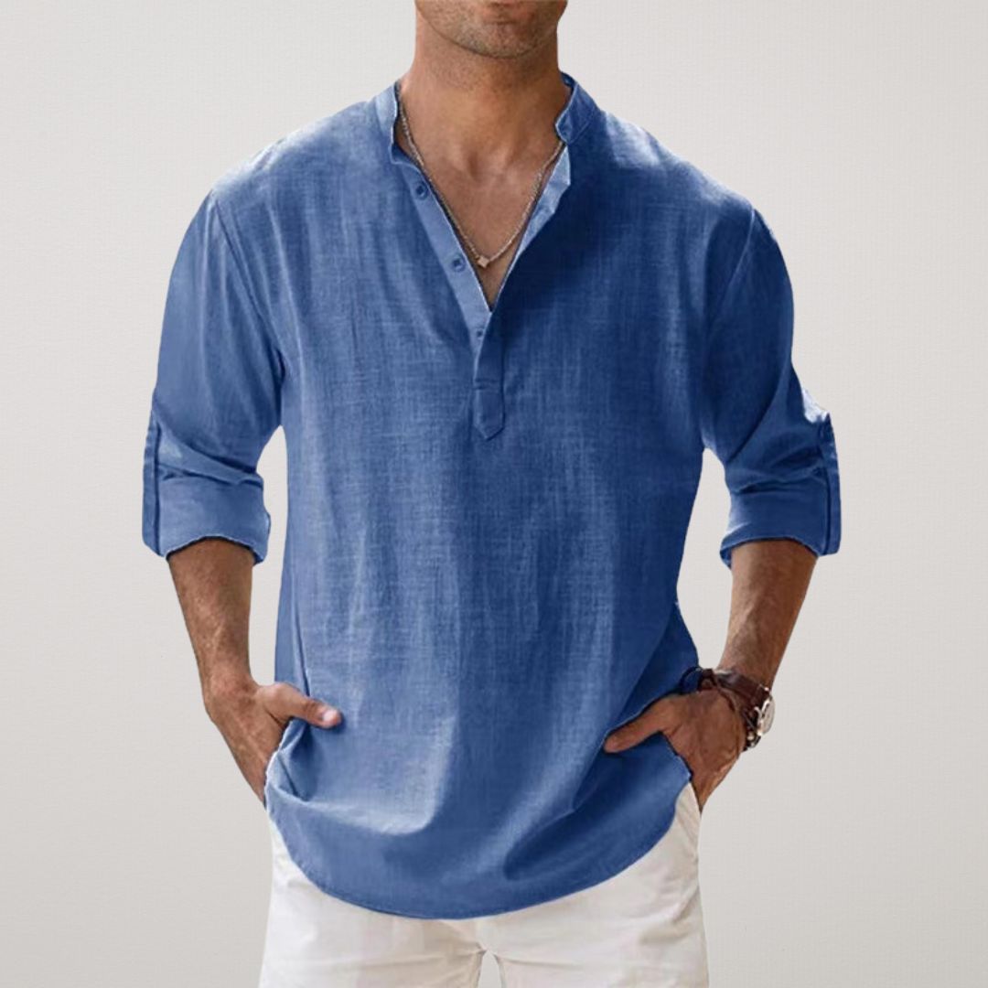 Ana&Josรฉ | Camisa Henley de algodรณn con efecto lino