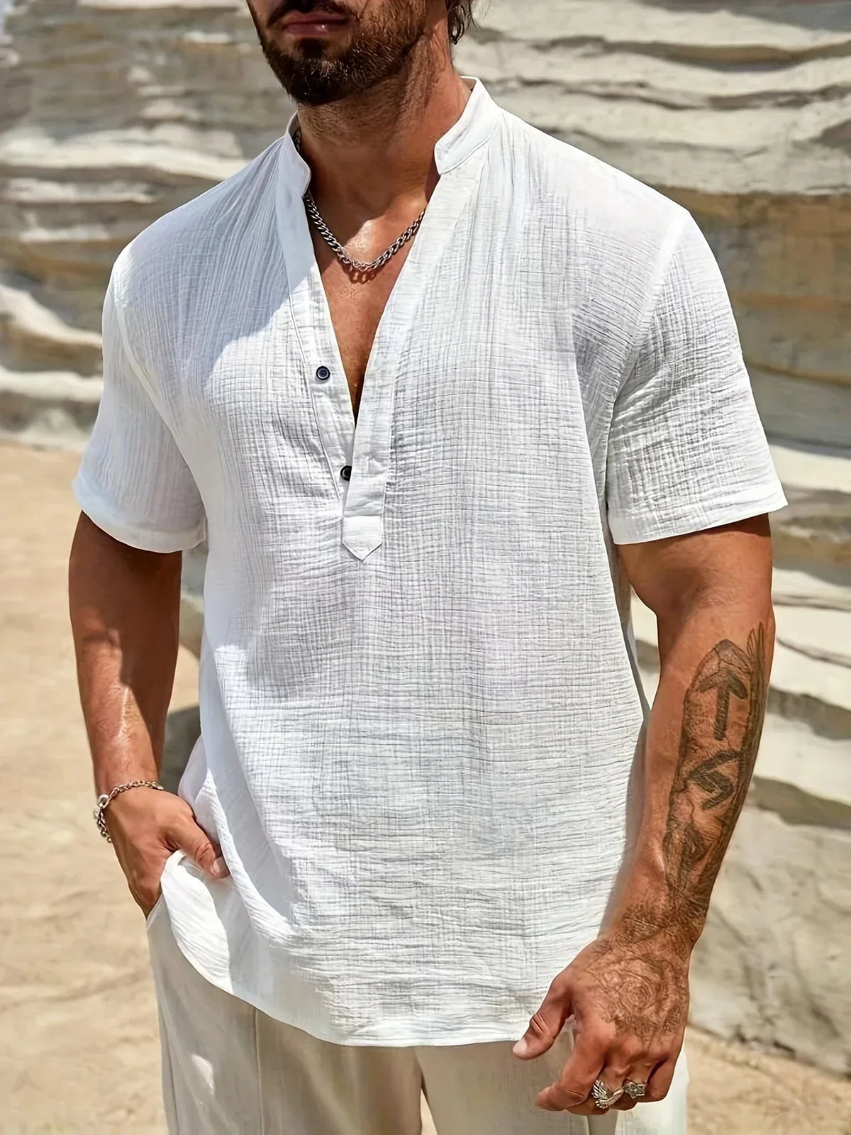 Ana&Josรฉ | Camisa de verano elegante con cuello alto
