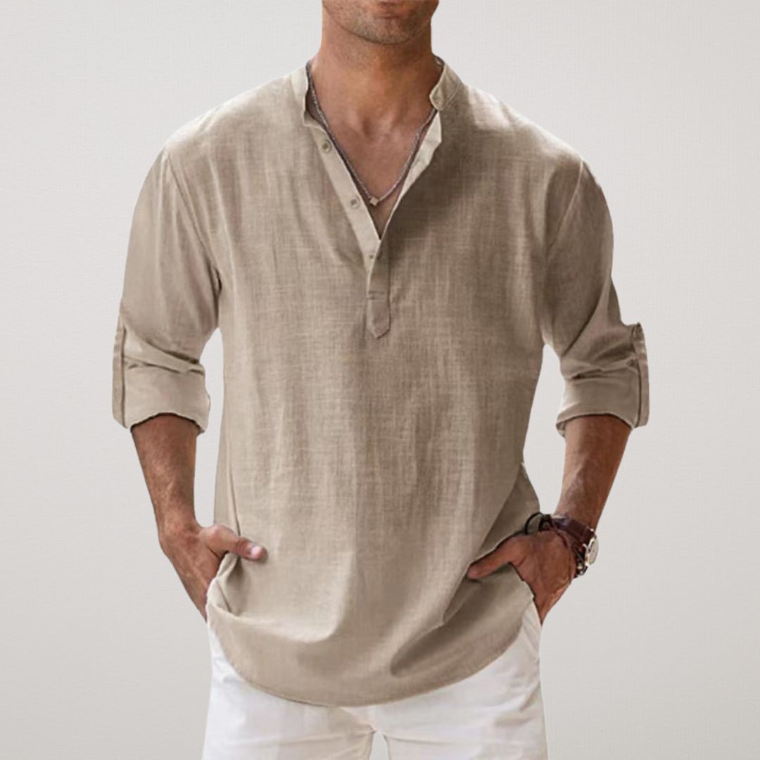 Ana&Josรฉ | Camisa Henley de algodรณn con efecto lino