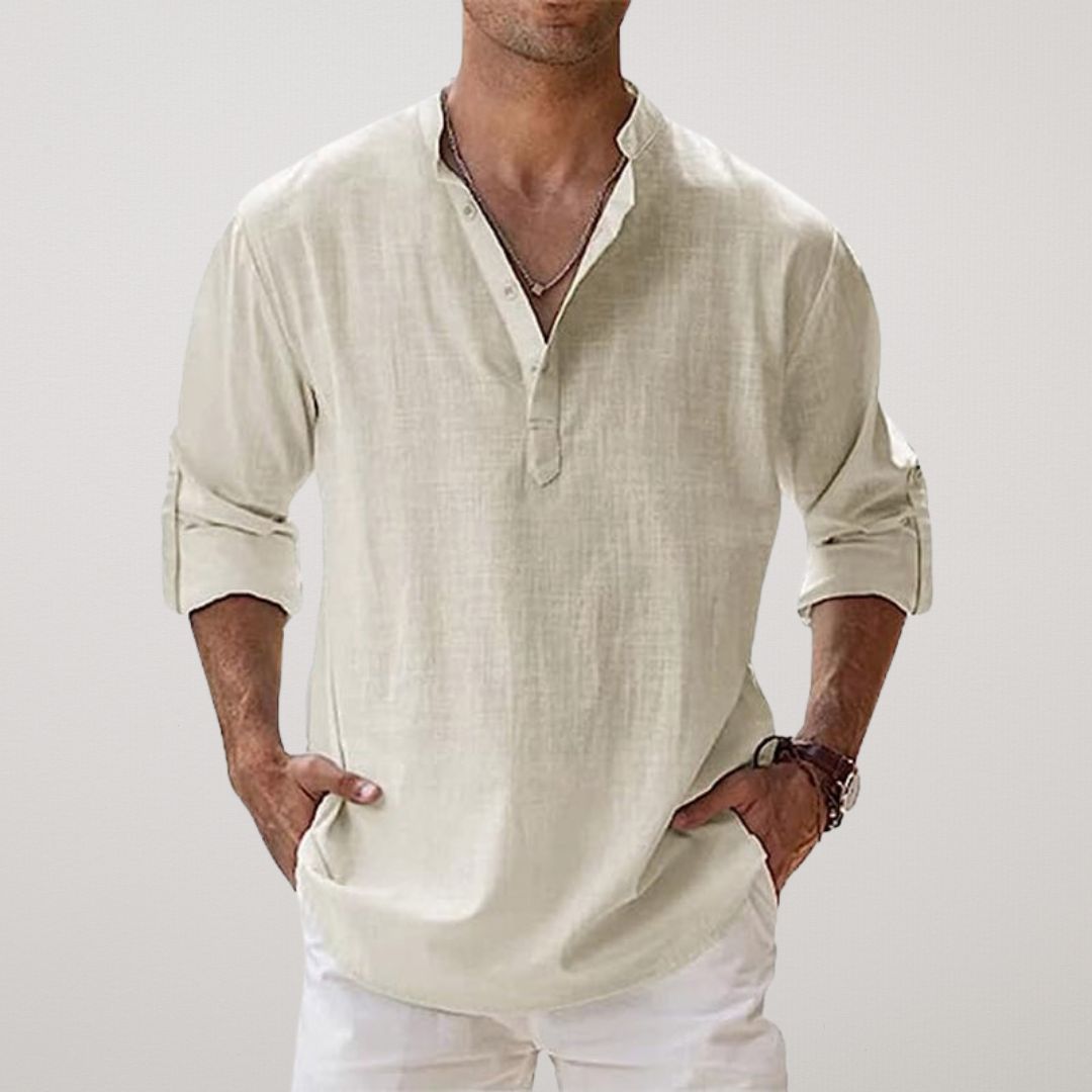 Ana&Josรฉ | Camisa Henley de algodรณn con efecto lino