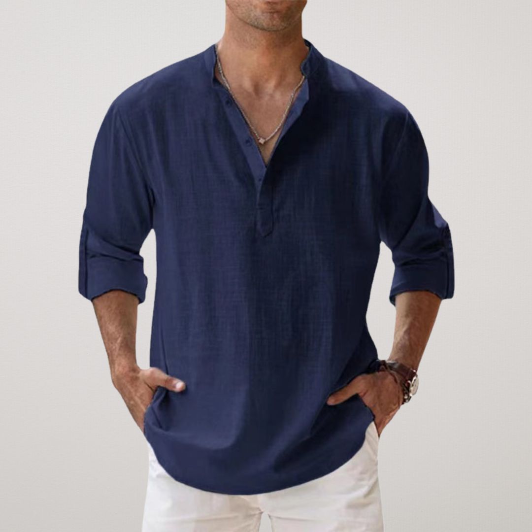 Ana&Josรฉ | Camisa Henley de algodรณn con efecto lino