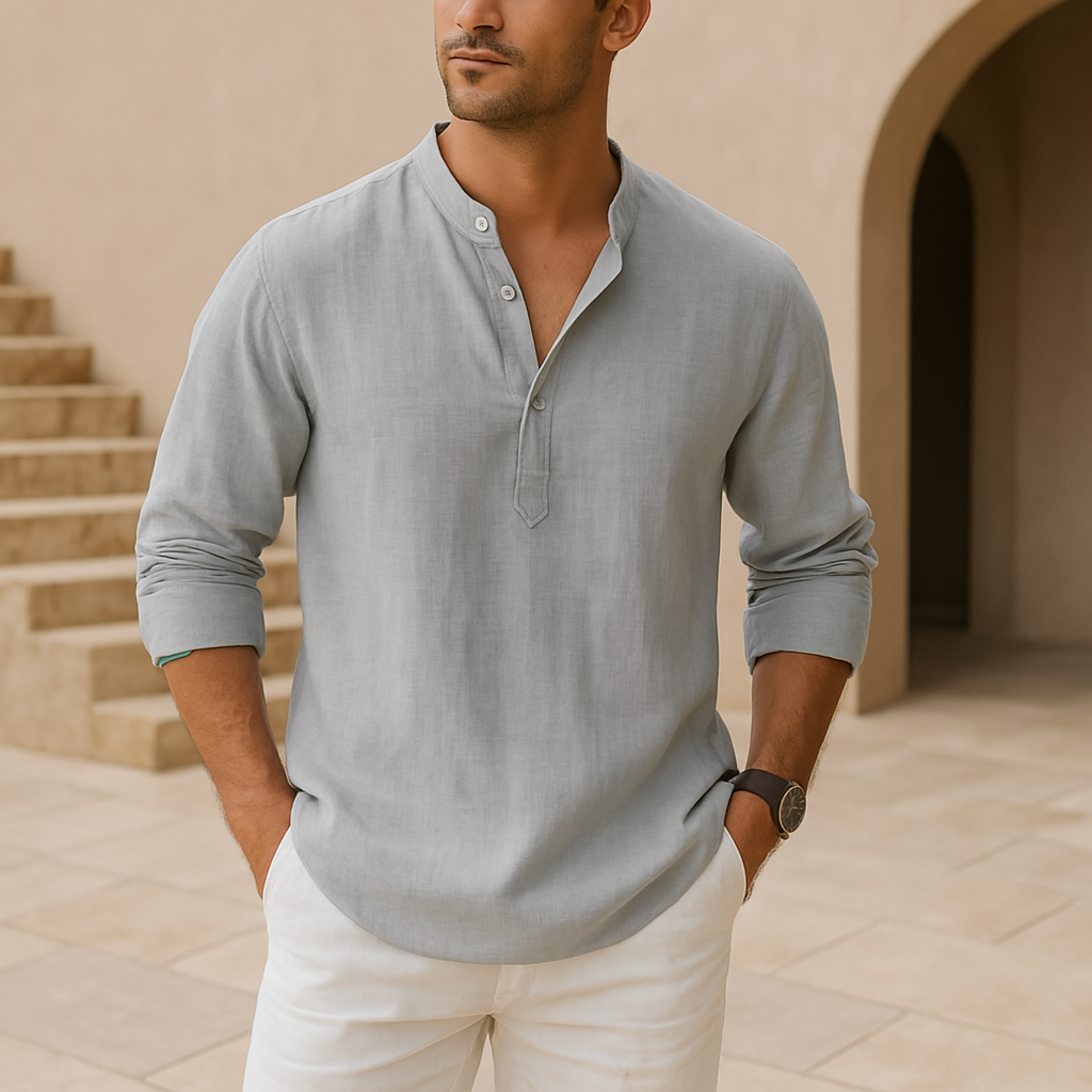 Ana&Josรฉ | Camisa Henley de algodรณn con efecto lino