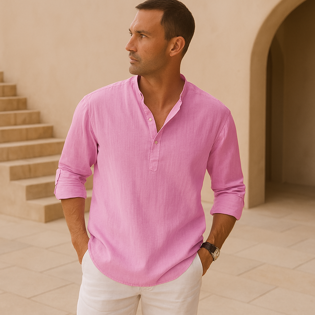 Ana&Josรฉ | Camisa Henley de algodรณn con efecto lino