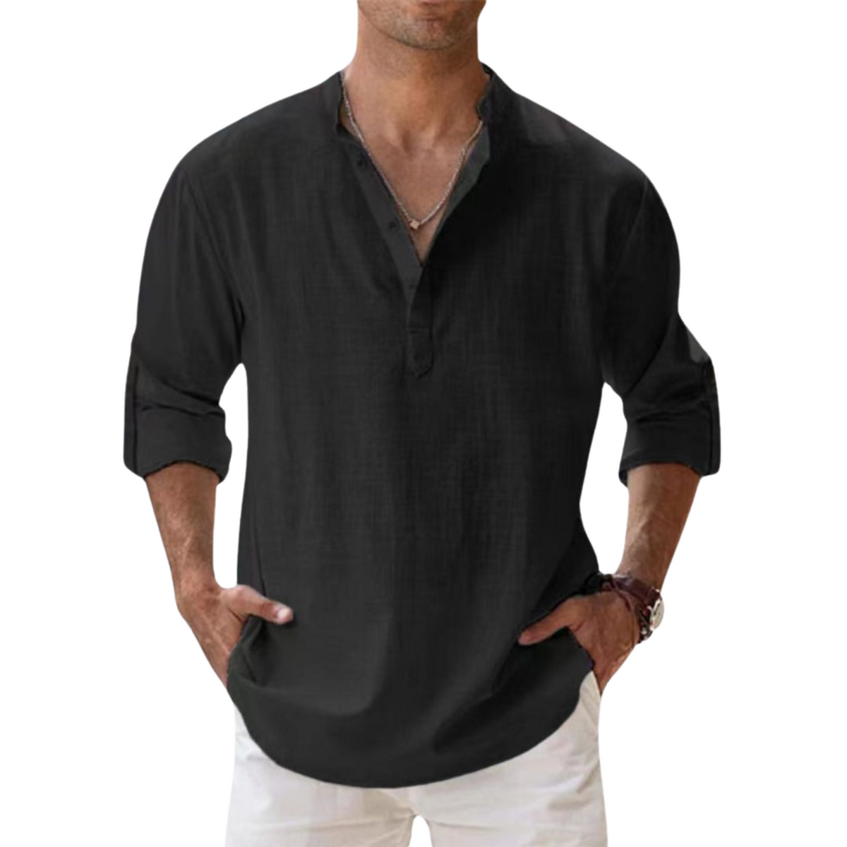 Ana&Josรฉ | Camisa Henley de algodรณn con efecto lino