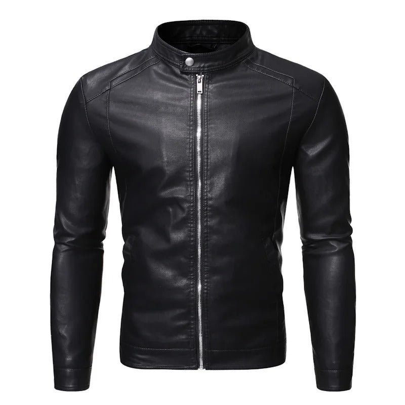 Leren Jack met Hoge Kraag